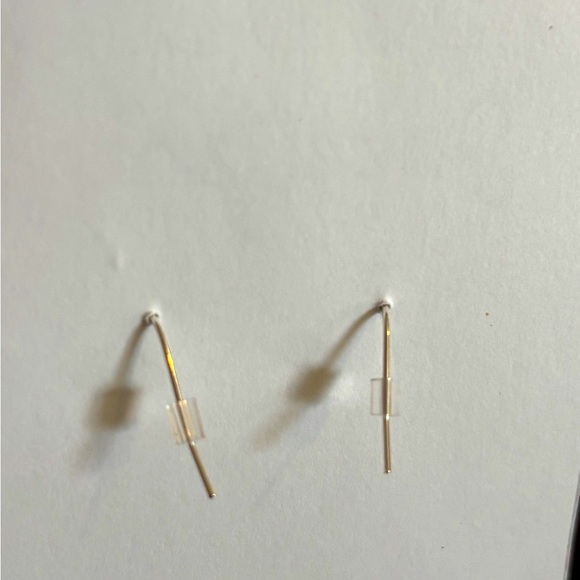 Silver and Blue Beaded Triangle Earrings - Picture 6 of 6